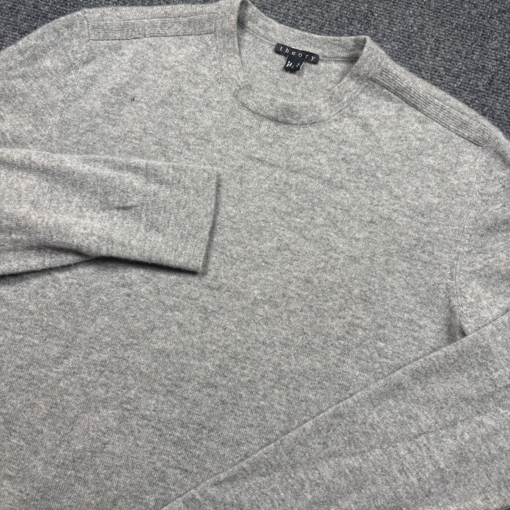 Theory Sweater Mens S Gray 100% Cashmere Crew Neck Long Sleeve